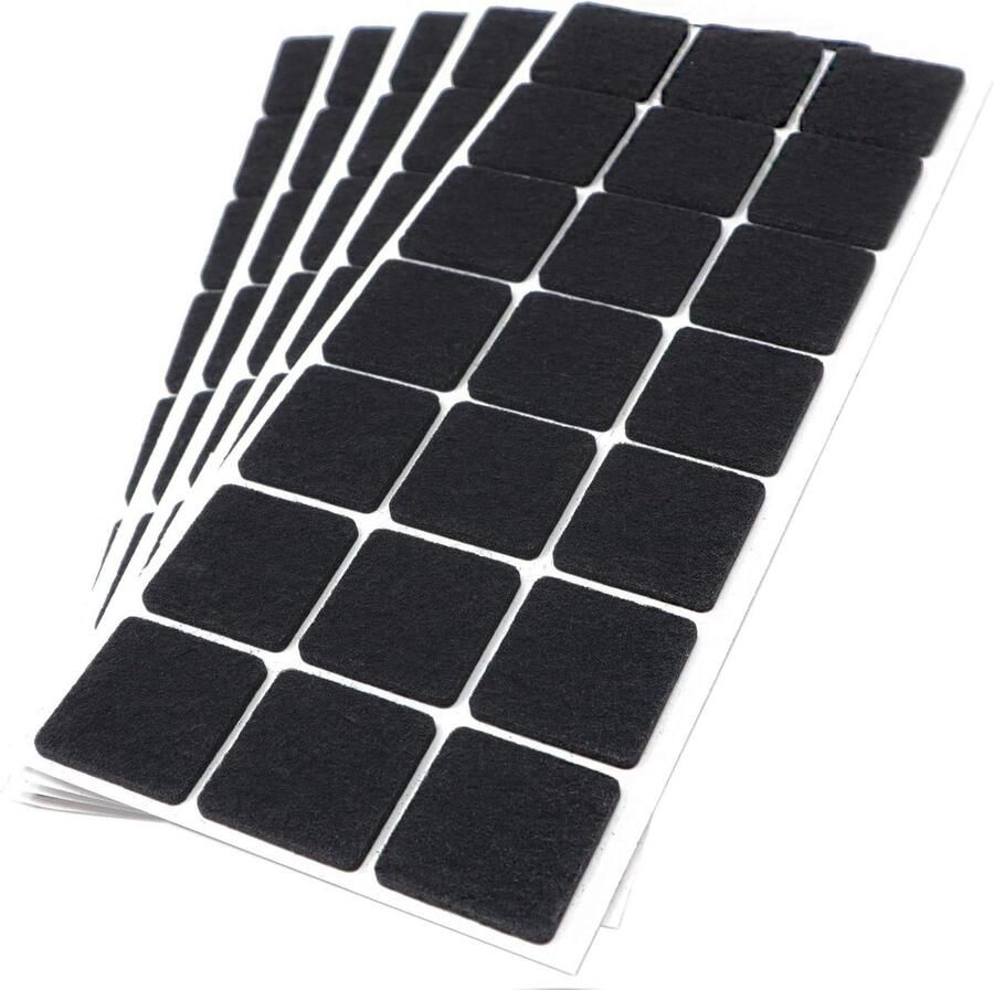 105 x Zelfklevende Viltglijders Zwart 30x30 mm Vierkant Dikte 35 mm Meubel- en Vloerbescherming
