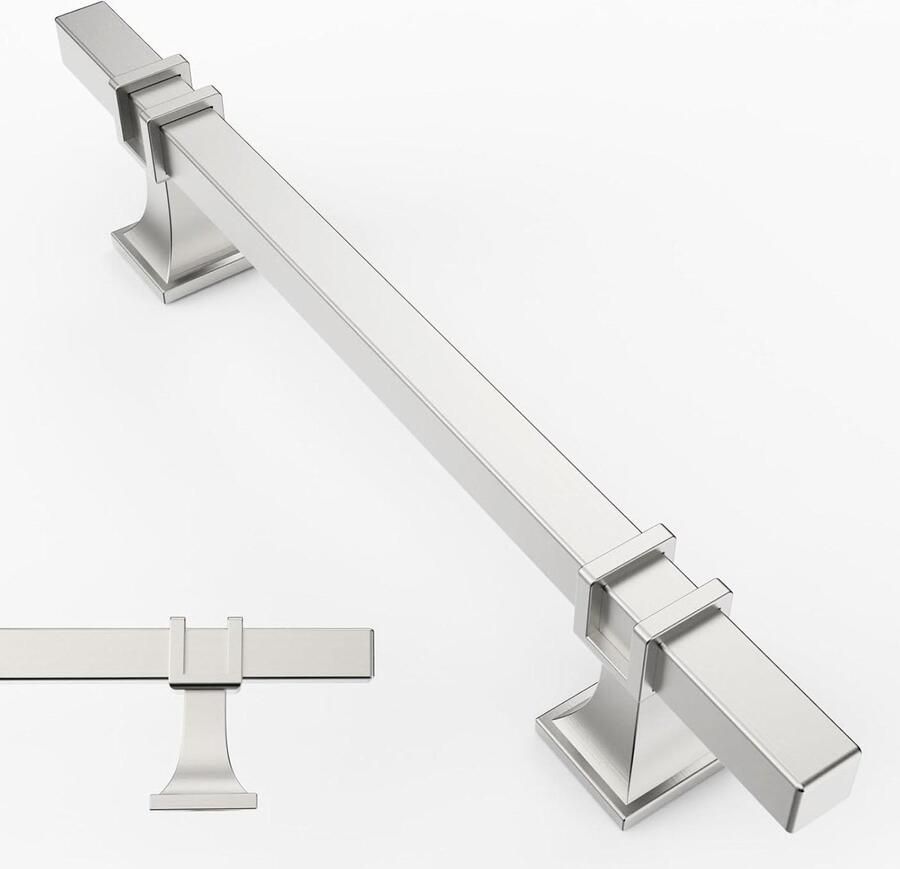 10pcs Brushed Nickel Furniture Handles Hole Spacing 128mm Kitchen Cabinet Wardrobe