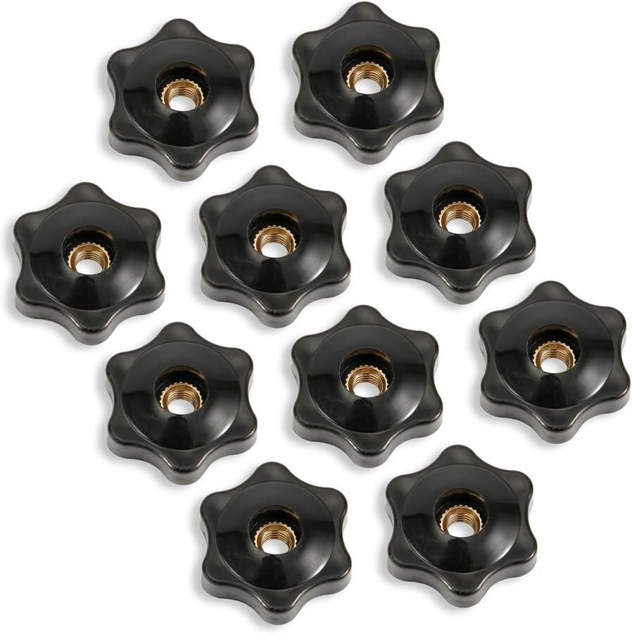 10Pcs Draadknop 1 4-20 met Vrouwelijke Draad Schroeftype Zwarte Klem Jig Knop Hexagonale Hoofd Bout Knoppen Gereedschappen voor Hekken Lathes Fixture