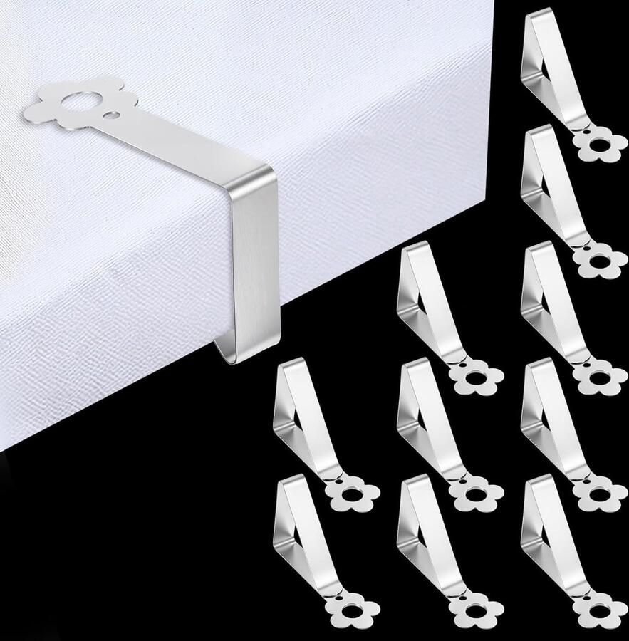 10 stuks roestvrijstalen tafelkleedklemmen tafelklemmen tafelkleedhouders voor buiten voor dikke tafels tot 3 cm voor tuin bruiloft picknick restaurant (zilver)
