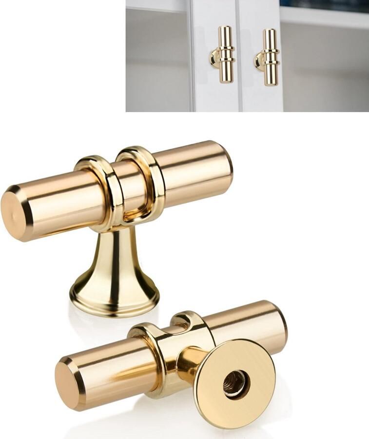 10Stuks Handgrepen Kast Meubelgrepen T-vormige handgreep T-meubelgrepen Gouden T-ladegrepen Elegant Gouden T-vormige Deur