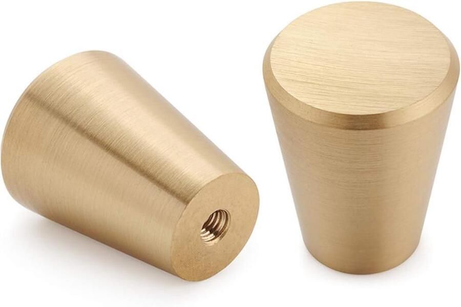 Set van 10 gouden messing kastknoppen stijlvolle afwerking kegelvorm