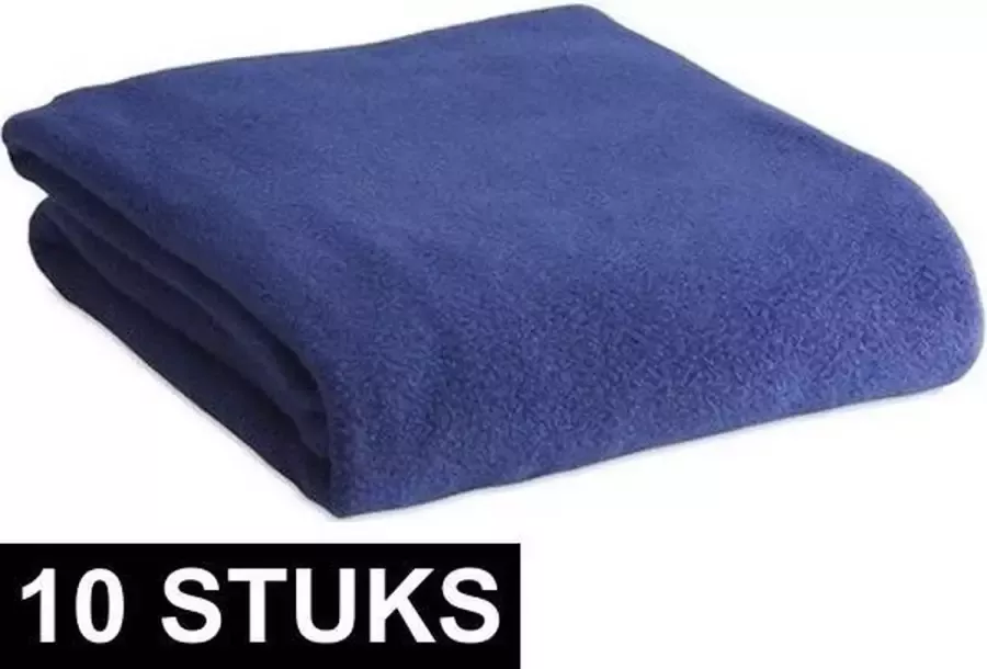 10x Fleece dekens plaids kleedjes blauw 120 x 150 cm Bank woonkamer dekentjes