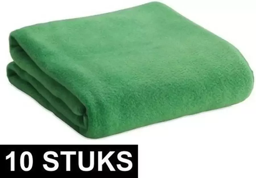 10x Fleece dekens plaids kleedjes groen 120 x 150 cm Bank woonkamer dekentjes