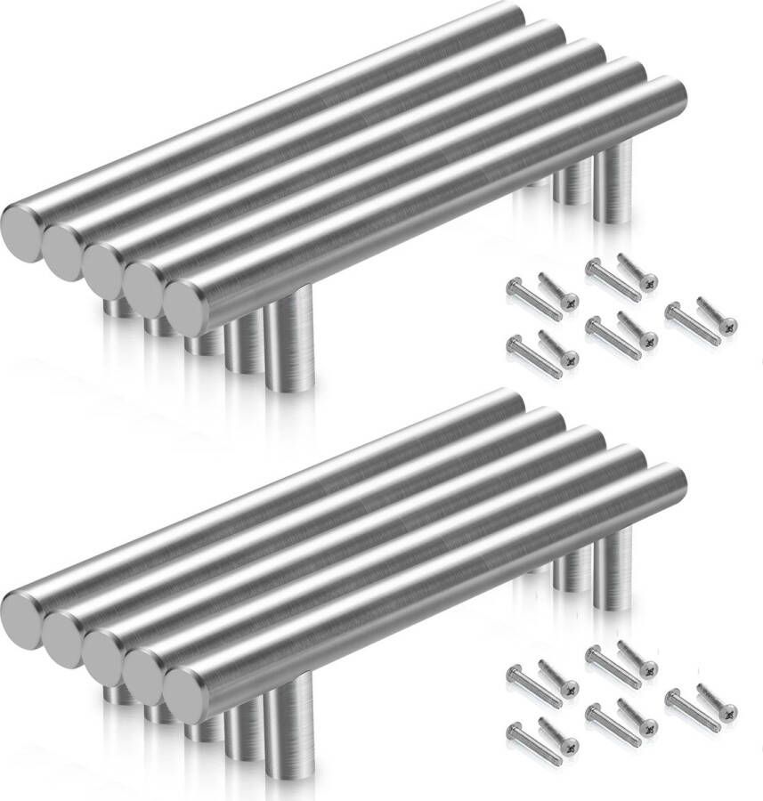 10 stuks Handgreep RVS T-greep Denver Rvs 156mm SET Hartafstand 96mm Rvs Meubelgreep Rvs Keukengreep Rvs- Greep Rvs Deurgreep Handgreep keukenkastjes keukenkast handgrepen kast meubelgrepen Handgrepen voor deurtjes 10MM - Foto 1