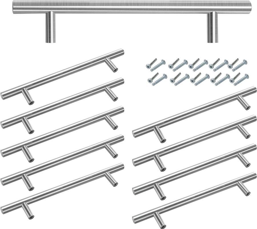 10X Handgrepen RVS Handgreep 160x10 mm Handgrepen kast Meubelgrepen Keukengreep Kastgrepen Handgrepen keukenkastjes Meubelgreep Handgrepen voor deurtjes handgreep keuken Deurgreep incl schroeven