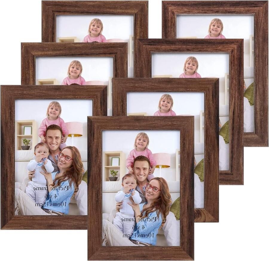 10x15 cm bruine fotolijst met glasplaat 7-delige set fotolijsten voor meerdere afbeeldingen cadeau voor vriend horizontaal of verticaal te plaatsen op tafel of aan de muur
