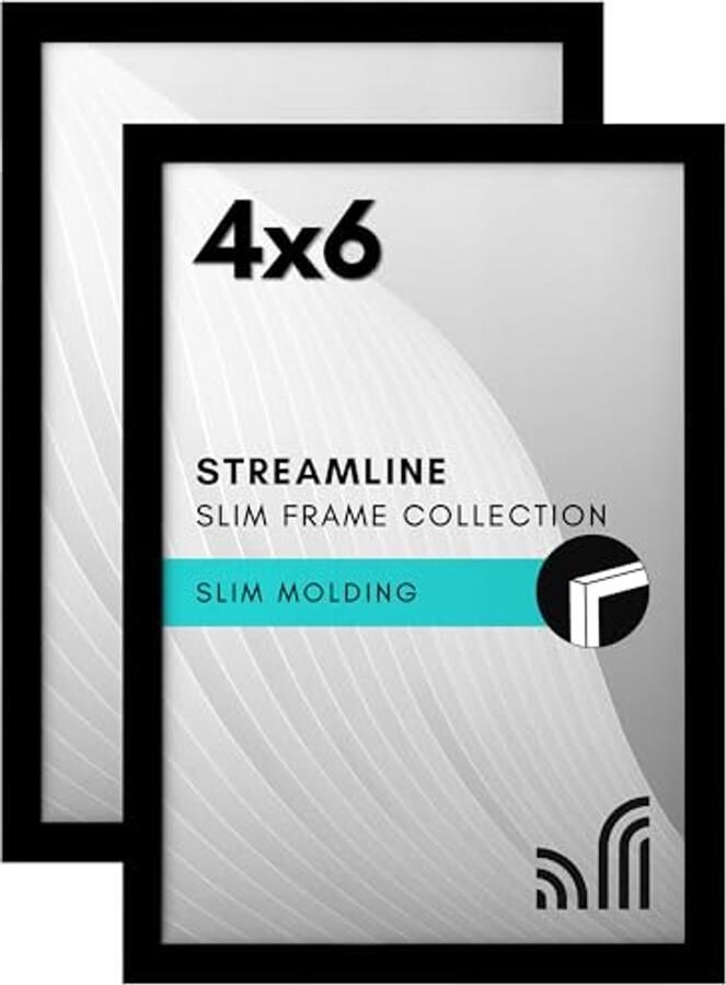 10x15cm Fotolijst met Schokbestendig Glas Dunne Rand Fotolijst voor Tafel en Muur Set van 2