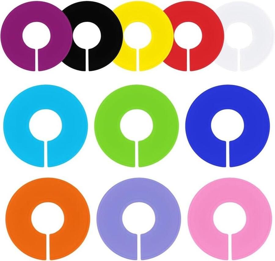 11 Colors Clothes Rack Dividers Round Blank Plastic Clothes Hanger Sorting Reusable Ring Wardrobe Organizer Separator Cabinet Rack Size Divider for Home Retail Hangers Shopping Malls by CRASPIRE