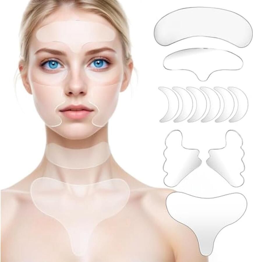 11 stuks nekrimpelpleisters herbruikbare siliconen voorhoofd rimpelmasker geen lijm onder de ogen pad voor dikke rimpels huidlijnen 's nachts schoonheid oogverzorging crème applitijdens