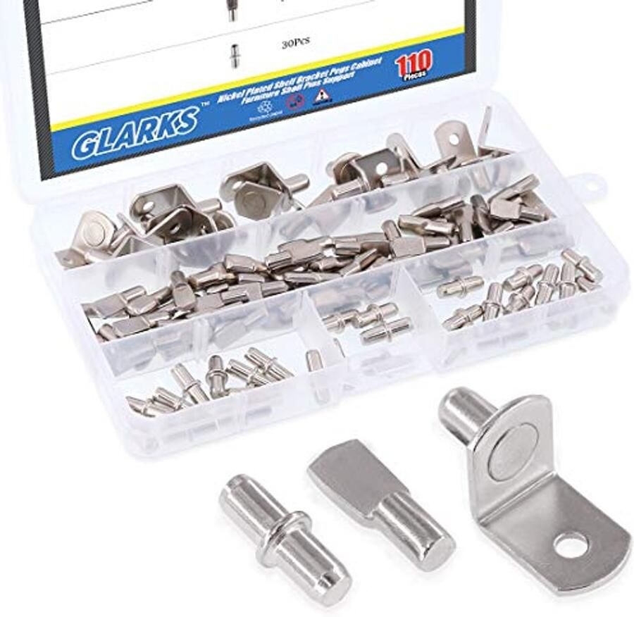 110 Stuks Gemetteerde Steunpennen voor Planken 3 Stijlen Zilver