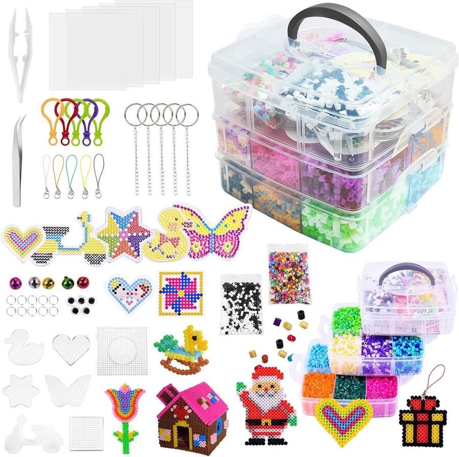 11500 stuks grote strijkkralenset 24 kleuren 5 mm steekkralen met opbergdoos gebruikershandleiding en sjablonen voor kinderen