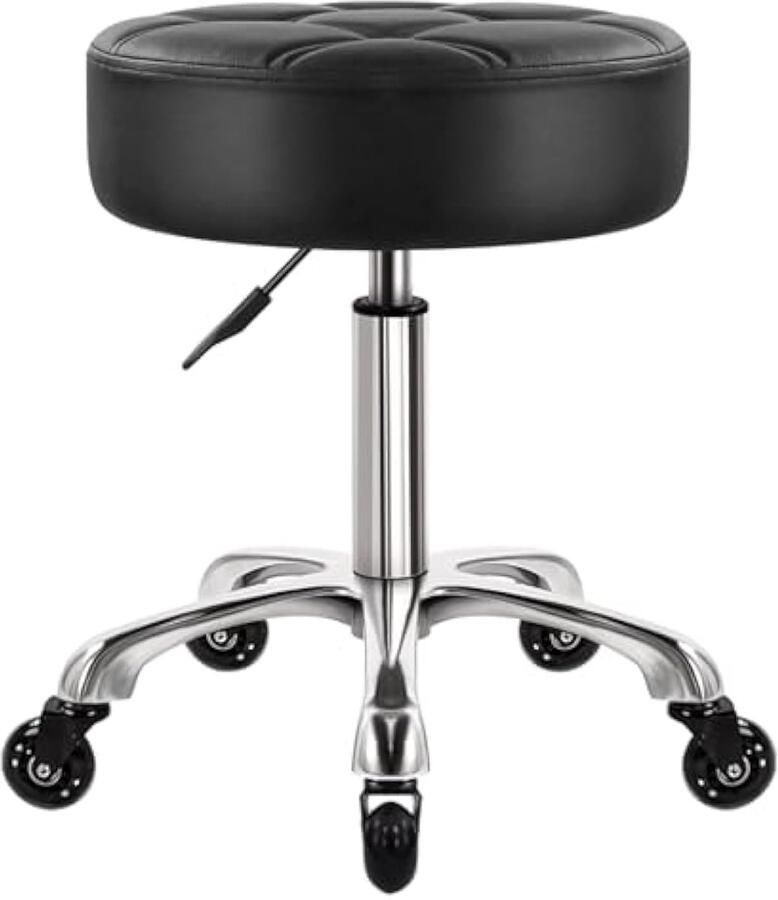 11Cm Dikker Kantoorkruk Op Wielen Swivel Verstelbare Kruk PU Lederen Zitting Kruk Stoel Voor Keuken Kruk Salon Office Massage Kruk Zwart