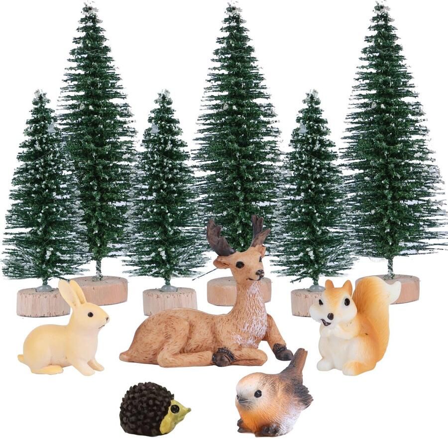 11Pcs Christmas Miniature Ornaments Xmas Cake Decorations Mini Christmas Figurines Christmas Tree Robin Decor for Home Garden Desktop Party Decor