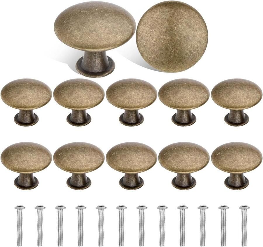 Antieke messing kastknoppen Set van 12 vintage retro ladeknoppen