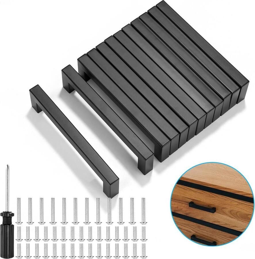 12-delig zwart keukenhandvat 128mm lade-handvat roestvrij stalen kantoor garderobe