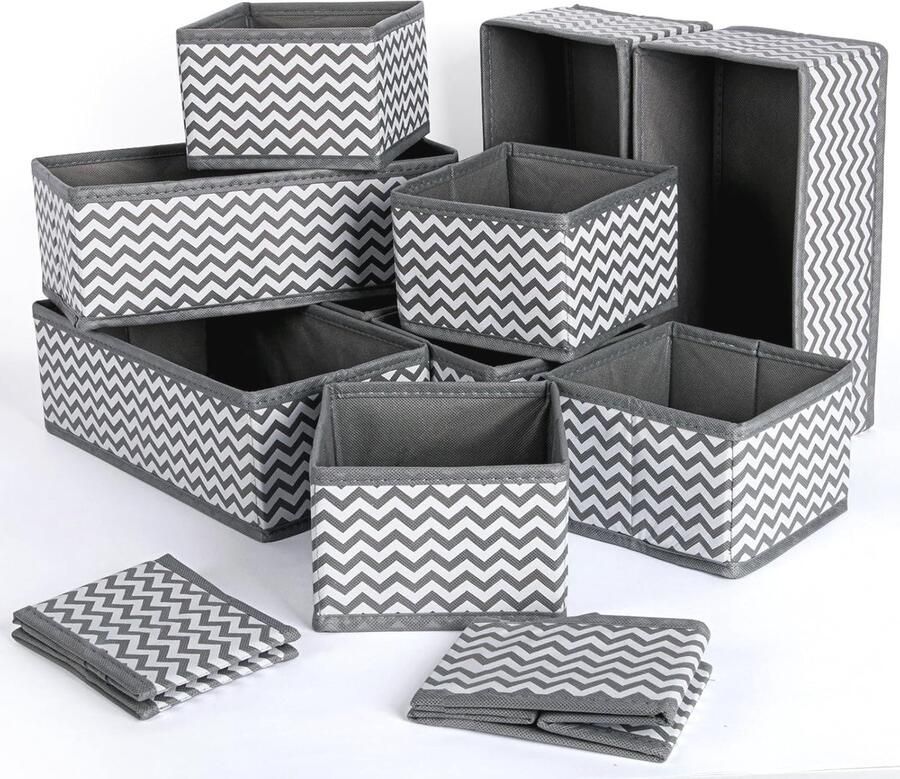 12-delige lade-organizer set – opvouwbare opbergdozen voor kleding ondergoed sokken en meer