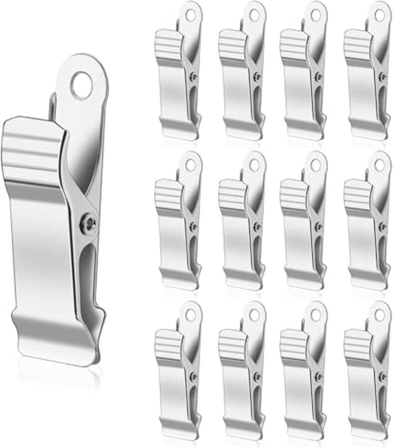 12 metalen krokodillenklemmen voor knutselen zilver veerklemmen voor draad foto's en gordijnen