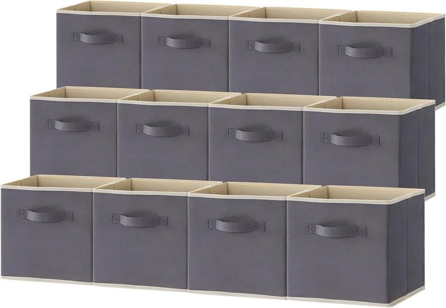 12-pack inklapbare kubus opbergdozen grijs 33 x 33 x 33 cm