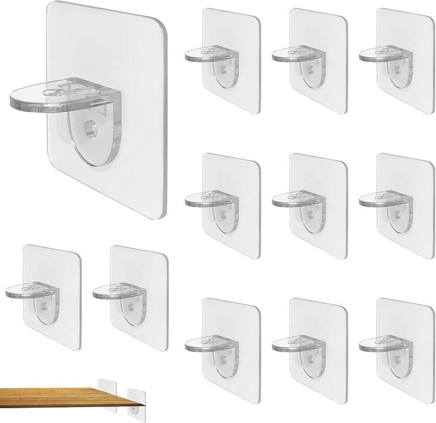 12 stuks zelfklevende plankdragerspijkers Plankdragers Plankdragerspijkers Geschikt voor kasten meubels boekenkasten displayrekken Plankdragers zonder boren (7 x 7 cm) Plankpennen