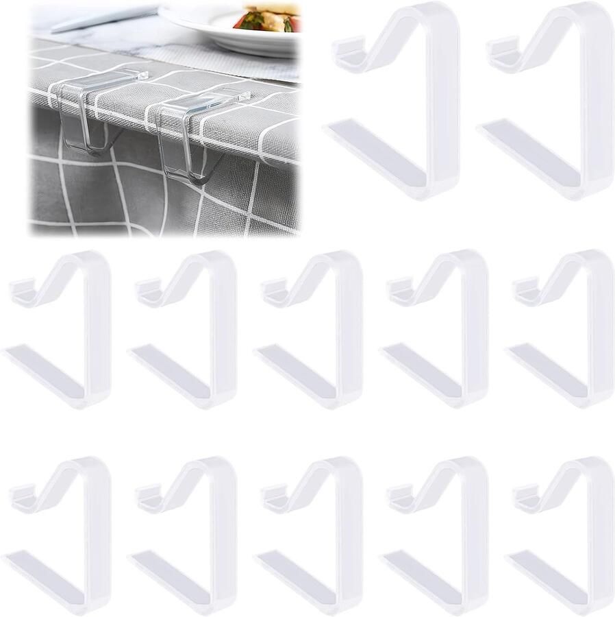 12-pack Transparante tafelkleedklemmen Geschikt voor binnen- en buitengebruik Geschikt voor tafels van 3 5-5 cm dik Perfect voor picknicks feestjes en meer