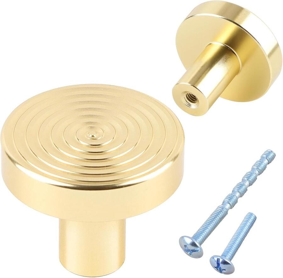 12 Pcs Ronde Kastknoppen met Enkele Gat Schroefdraad Ladeknoppen Meubilair voor Deur Keuken Kast Handgrepen met Schroeven Goud