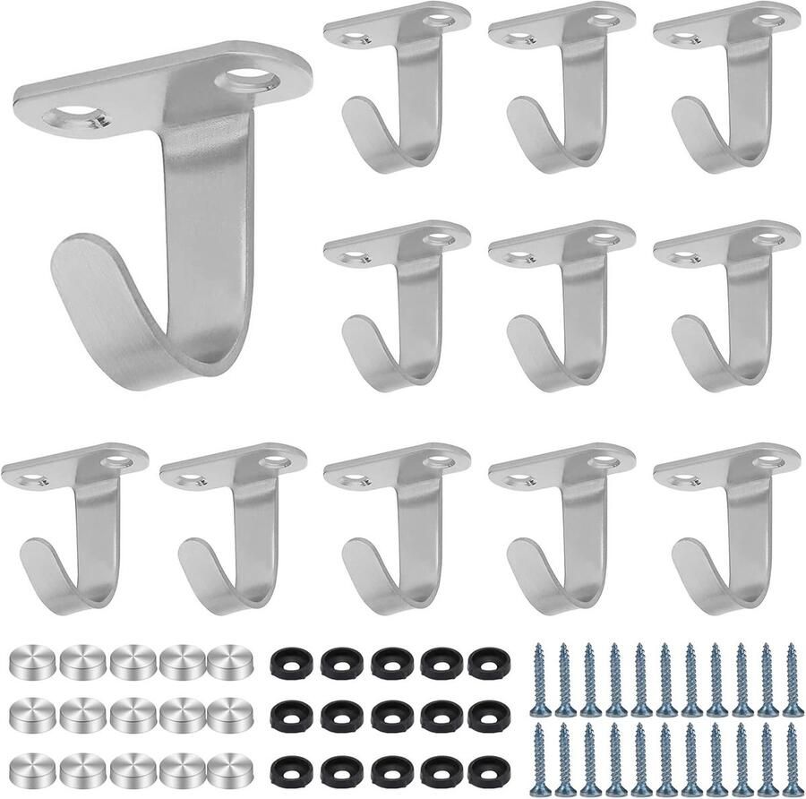 12 Plafondhaak Ophanghaak Roestvrijstalen kapstokhaak Ophangsysteem Badkamerhaak Bevestiging aan plafondhaken voor plafondventilator Yoga Muskietennet haak Klamboe Kleefhaakje