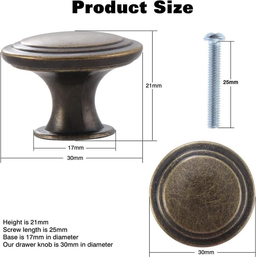 12 STKS Vintage Kast Knoppen Antieke Ronde Lade Handvat Trekt 30mm Chic Hardware Knoppen voor Keuken Meubilair Deur Dressoir Kast