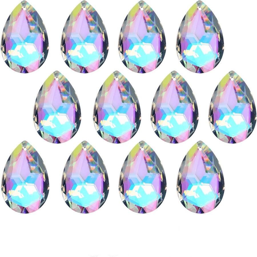 12 stuks 50 mm kristallen prisma's kroonluchter kleurrijke Bauhinia ornament hangers regenboog maker opknoping prisma's voor bruiloft feest boom slingers decoratie doe-het-zelf sieraden