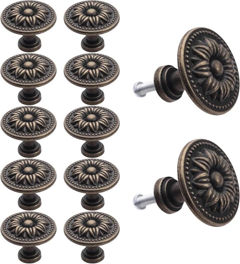 12 stuks antieke ladeknoppen vintage kastdeurknoppen antieke ladegrepen retro keukenkast knoppen kast lade commode (type 1) met zalmroze accenten