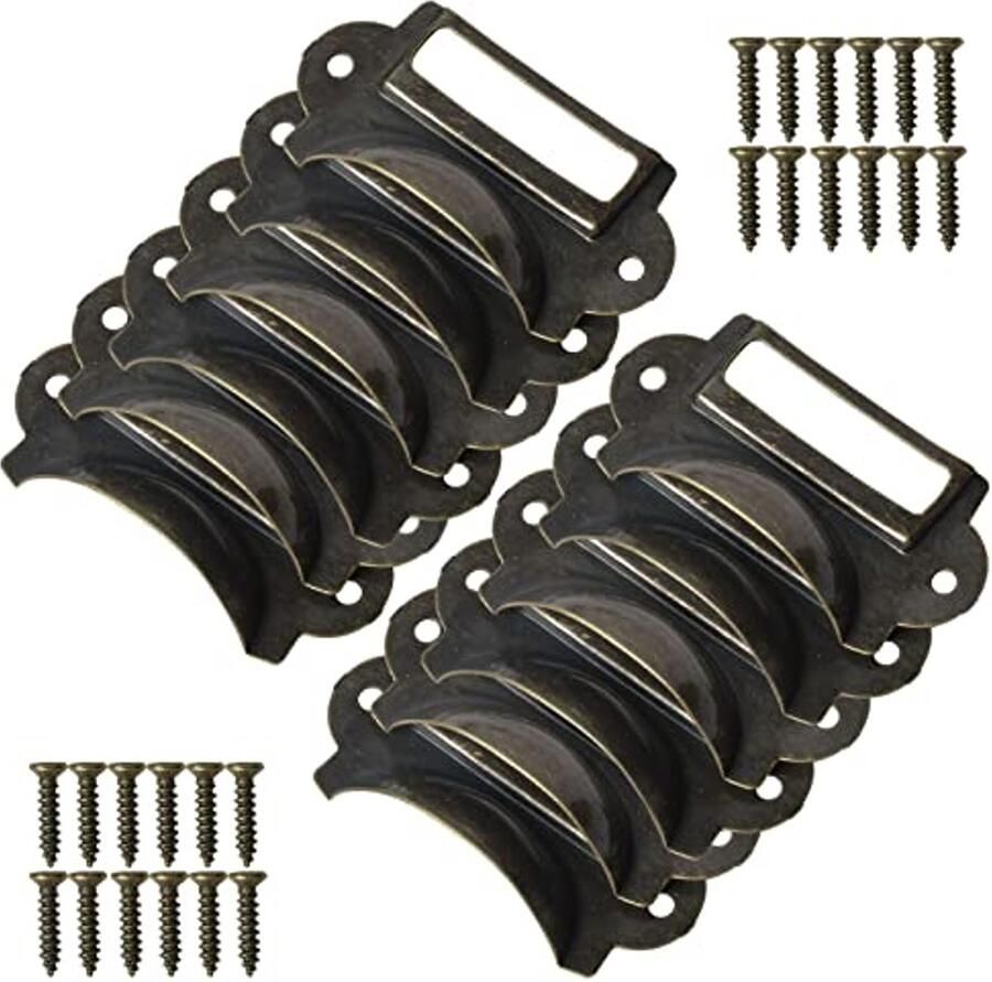 12 Stuks Antieke Vintage Meubelgrepen Halve Cirkel Brons Kleur Inclusief Schroeven