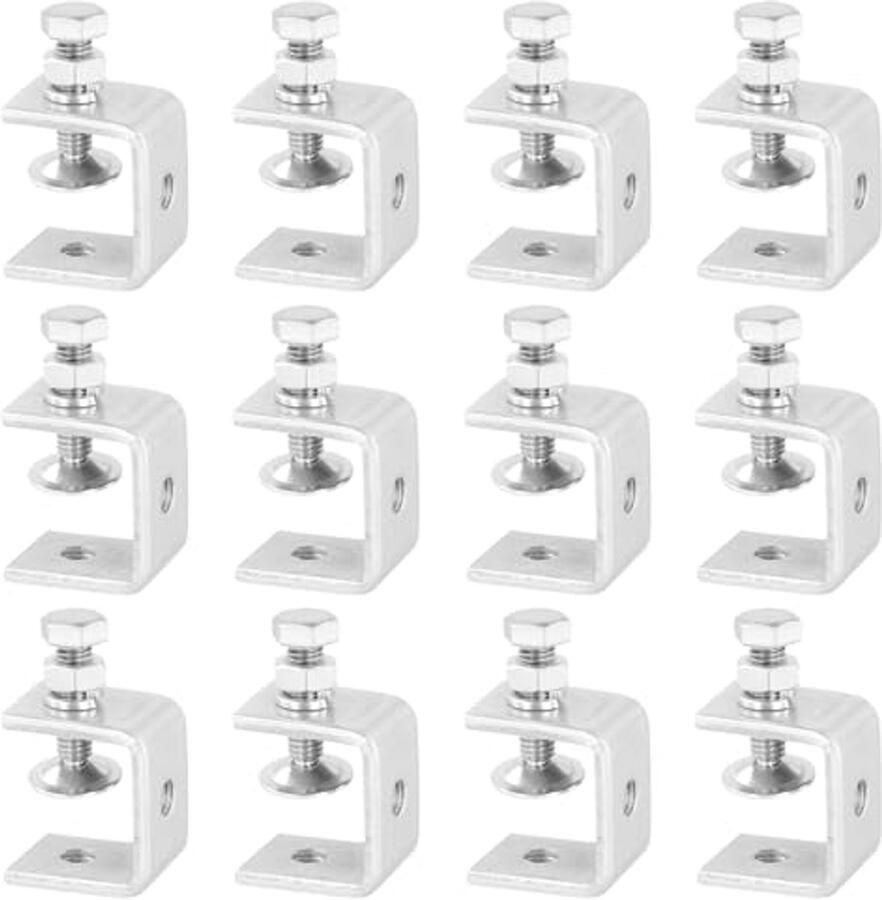 12 Stuks C-Klemmen 30 mm Roestvrij Staal Mini Schroefklemmen voor Houtbewerking en Lassen