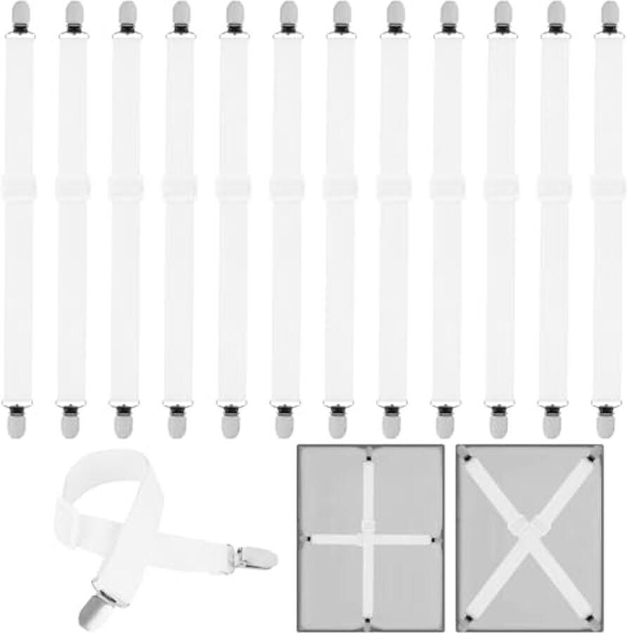 12 stuks elastische lakens klemmen voor beddengoed matrassen strijkplanken en banken
