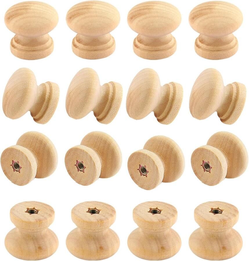12 Stuks Houten Dressoirknoppen Paddestoelvormige Ladeknoppen voor Meubelgrepen