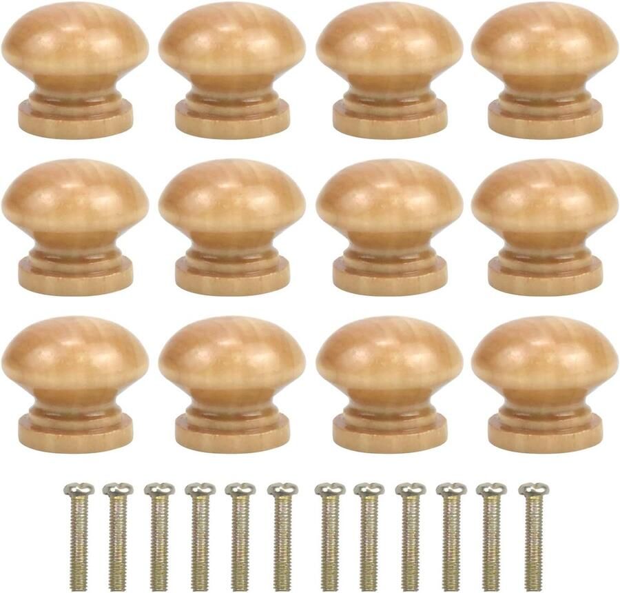 12 stuks houten kastknoppen 28 mm vintage ladeknoppen voor meubels