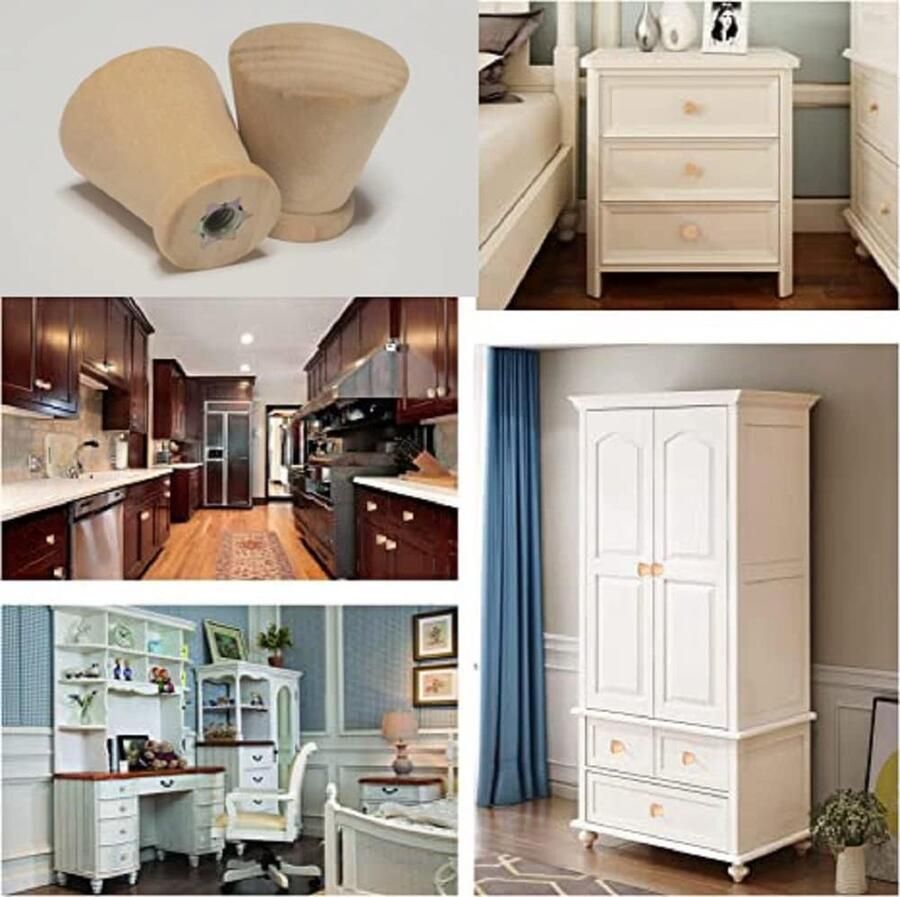 12 stuks houten meubelknoppen ronde houten knoppen kastknoppen met schroeven voor meubels houten handgrepen voor kasten houten knoppen voor commode vintage ladekast houten handgrepen