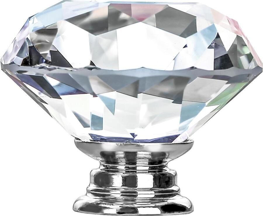 12 stuks kristallen ladeknoppen 42 mm diamant geslepen kristalglas met schroeven in 3 verschillende lengtes moderne ladeknop voor kastdeur lade kast schoenenkast