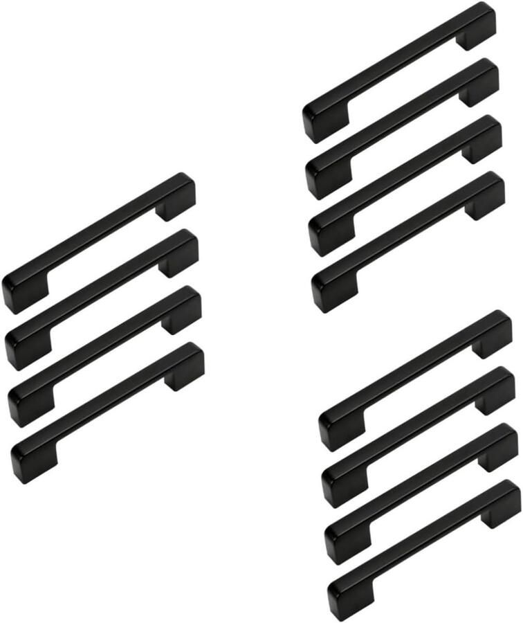 12 stuks Meubelgrepen Meubelgreep handgreep Meubelbeslag handgrepen keukenkastjes metalen kastdeurgrepen handgrepen voor deurtjes Kastgreep voor Keuken kast Deur lade 96mm hartafstand zwart 10.5*1.2*2.2 cm