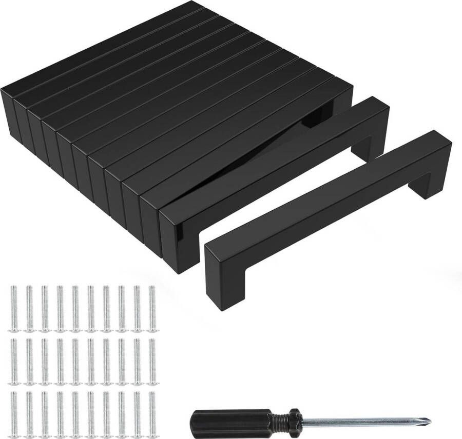 12 stuks meubelgrepen zwart met gatafstand 160 mm kastgrepen met schroeven en installatiegereedschap geschikt voor lade kast meubels keuken en woondecoratie