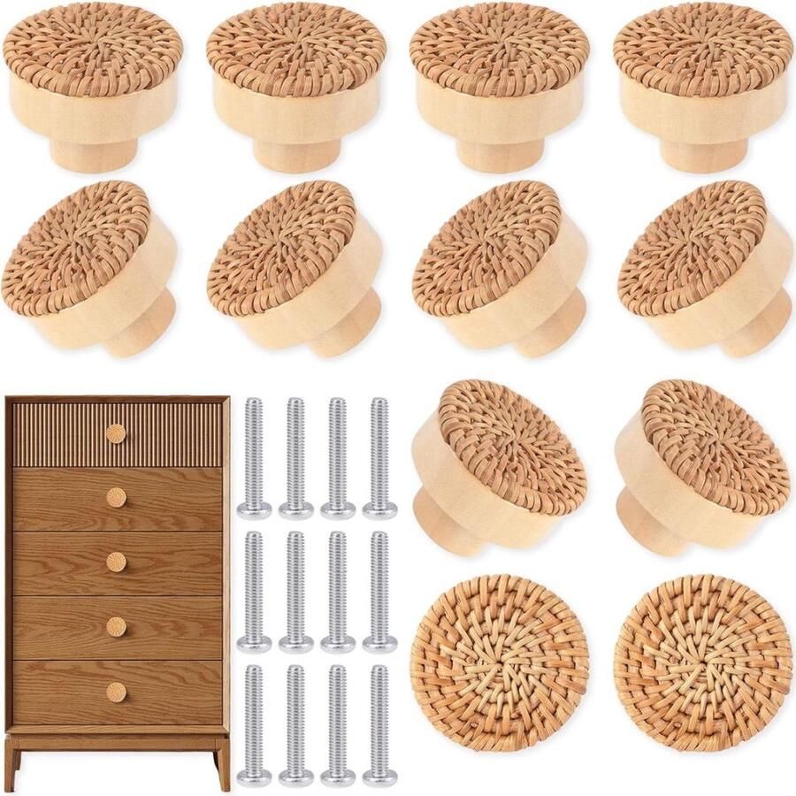 12 stuks meubelknoppen boho decoratie houten ladekast handgrepen vintage ladekast keukenkasten deurknoppen 4 cm kastknoppen kinderkamer