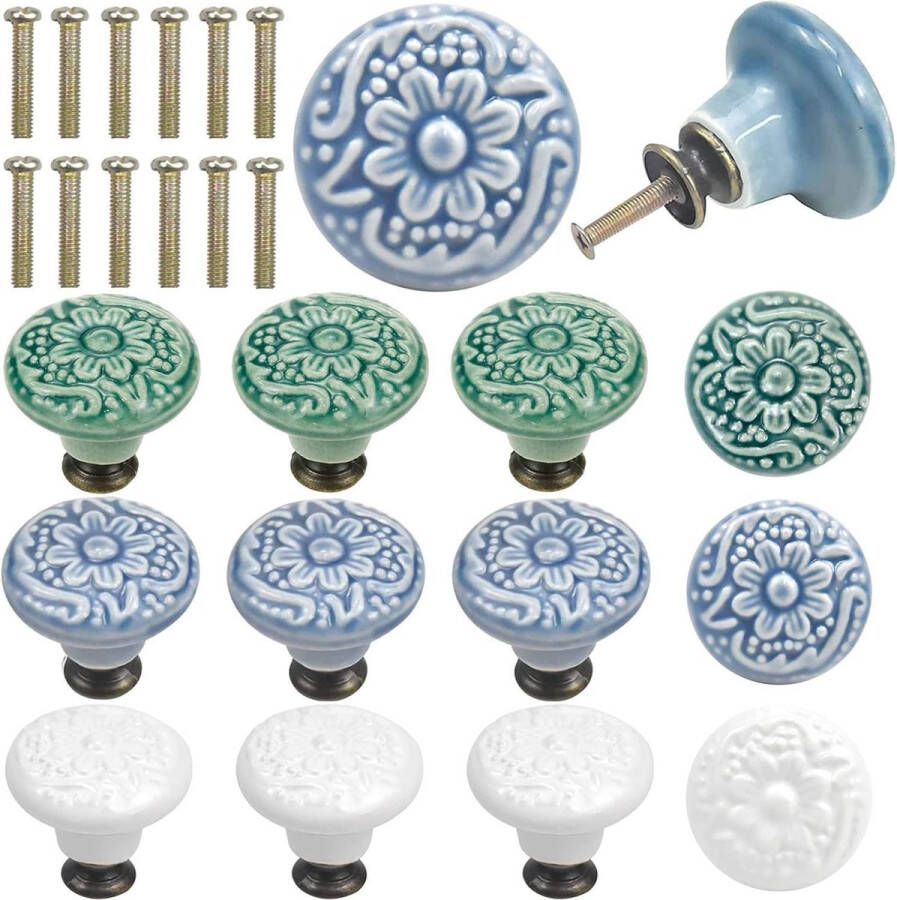 12 stuks meubelknoppen handgrepen voor keukenkasten vintage ladeknoppen retro meubelknoppen bloemendesign ladeknop voor meubels laden kast (3 kleuren)