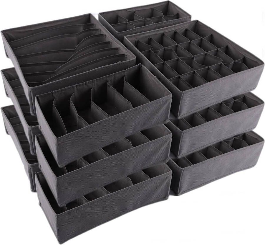 12 stuks ondergoedorganizer opbergdoos voor ondergoed opvouwbare ladeorganizer voor ondergoed sokken stropdassen donkergrijs