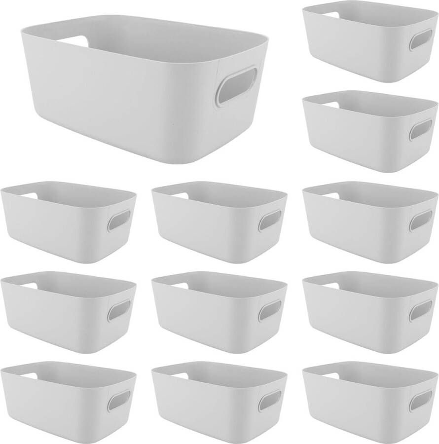 12 stuks opbergdozen kunststof opbergmand met handgrepen 24 5 x 17 x 10 cm witte opbergdozen voor keuken kantoor kast badkamer