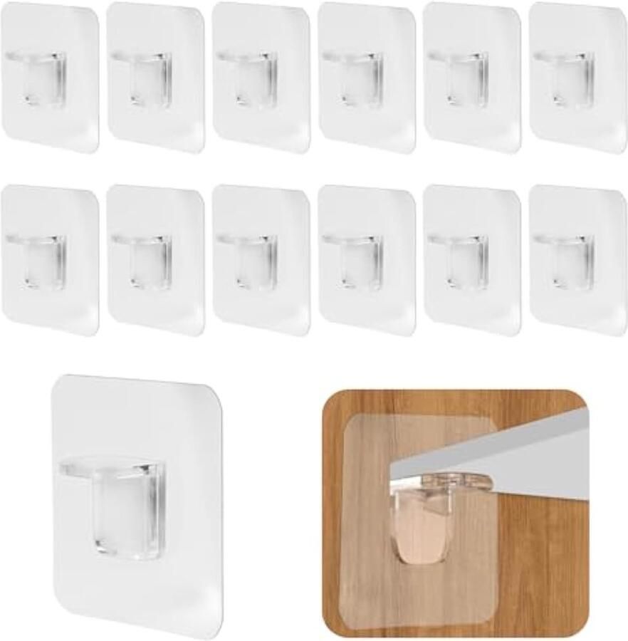 12 stuks plankdragers kastbodemdragers zelfklevend inlegplankhouders zelfklevend zelfklevende plankdragers zonder boren transparant plankhouders steunen voor kledingkast glashouders 12