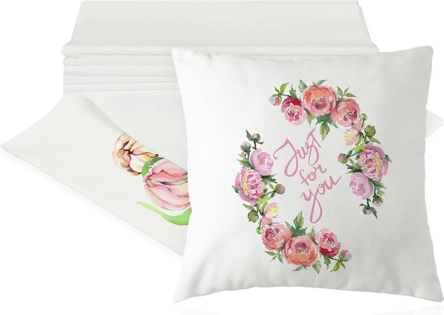 12 stuks puur witte kussenhoezen 40 x 40 cm vierkante kussenslopen met onzichtbare ritssluiting blanco kussenhoezen voor sublimatie handwerk schilderprint doe-het-zelf bank slaapkamer decoratie