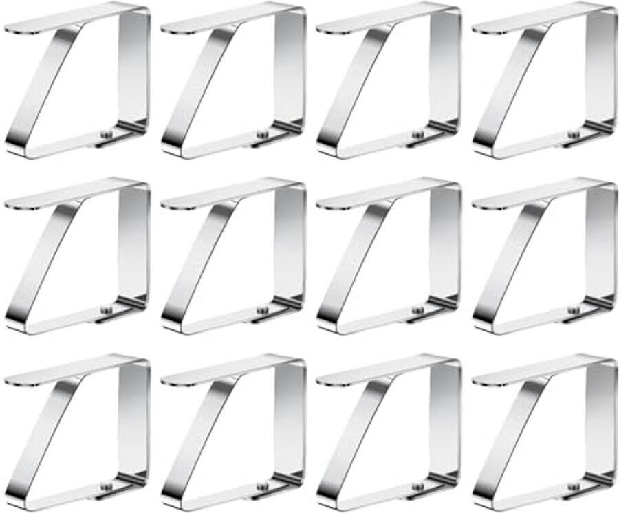 12 Stuks Roestvrij Stalen Tafelkleedklemmen voor Feesten en Picknicks
