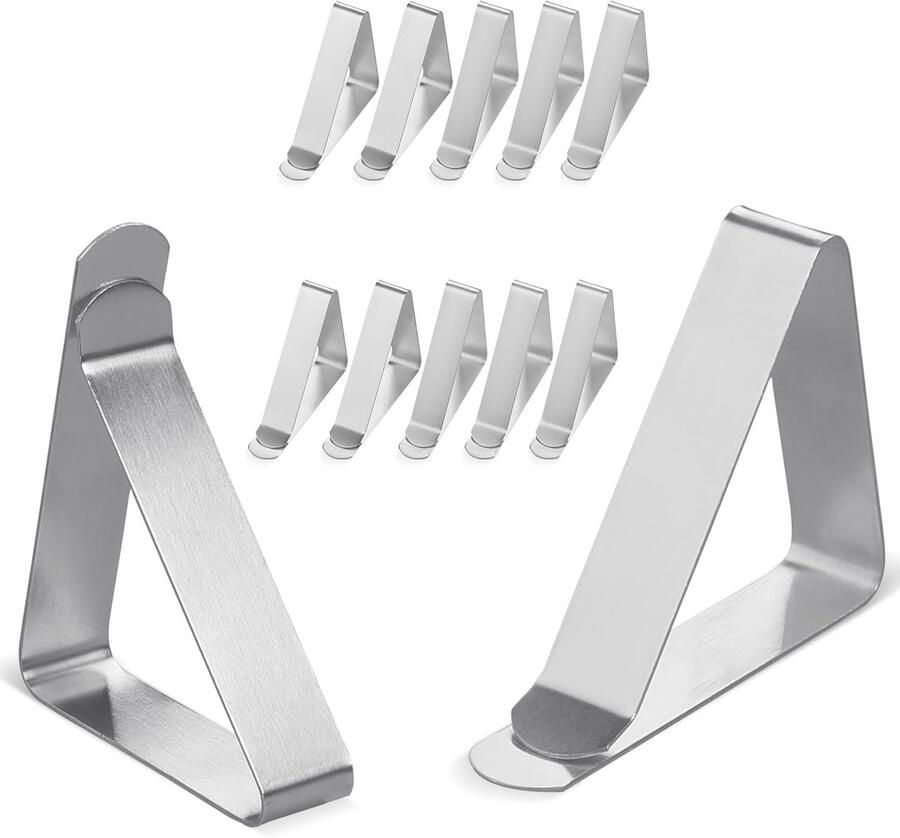 12 stuks roestvrijstalen tafelkleedklemmen driehoekige clips tafelklemmen van 7 5 x 4 5 cm grote verstelbare bevestigingsklemmen huishoudelijke artikelen geschikt voor tafels van 1 8 tot 3 inch dik