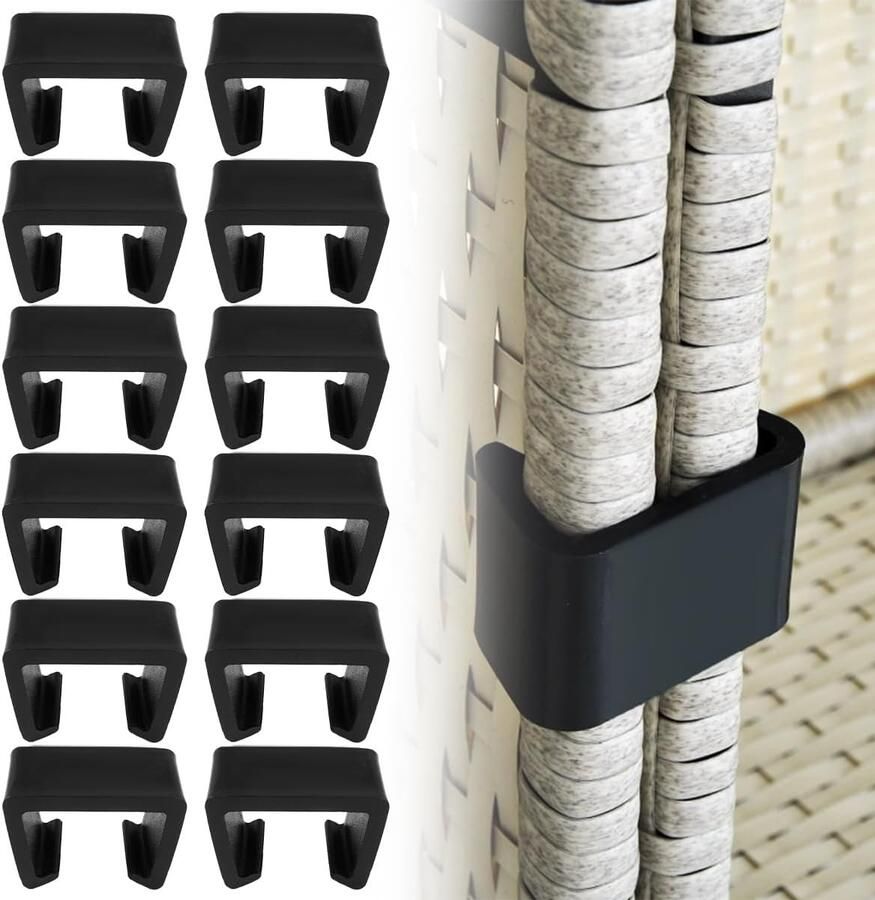 12 Stuks Rotan Meubelverbinders Tuinmeubel Bevestigingsclips voor Buiten Geschikt voor Banken en Terrasmeubilair Polyrattan Verbindingsclips met Breedte aanpassing