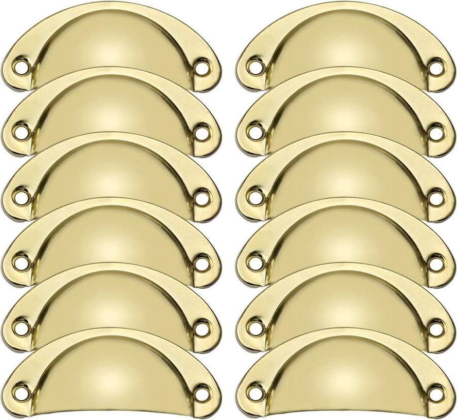 12 stuks schelp kastknoppen Goudkleur Met schroeven voor keukenkasten meubels en lades