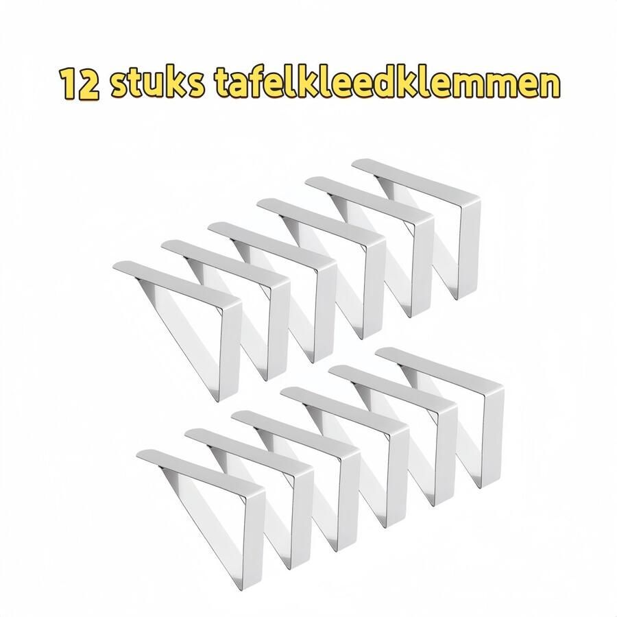 12 stuks Tafelkleedklemmen Roestvrij staal Eenvoudig te installeren en te verwijderen Geschikt voor thuis feesten picknicks restaurants bruiloften Afbeelding kleur